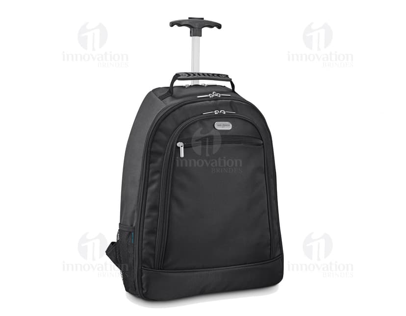 Mochila elegante em couro preto perfeita para viagens de negócios, moderna e luxuosa. Compacta, com alça resistente e zíper de qualidade. Ideal para armazenar seus objetos pessoais com estilo e praticidade. Adquira já a sua na nossa loja online!