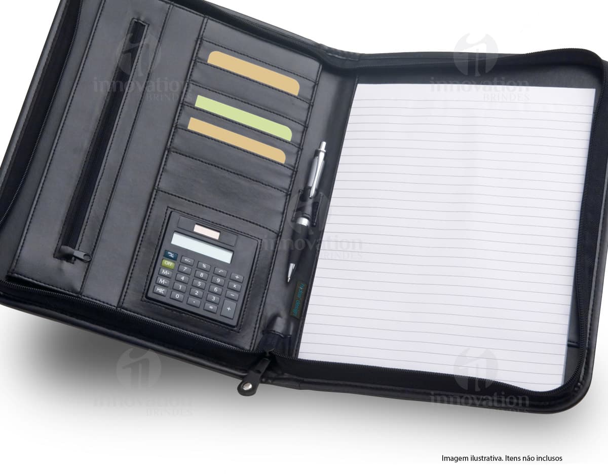 Pasta A4 de Couro Sintético - Perfeita para Organização de Documentos e Armazenamento de Dados. Ideal para uso empresarial e tecnológico. Design moderno e funcional. Adquira já a sua!