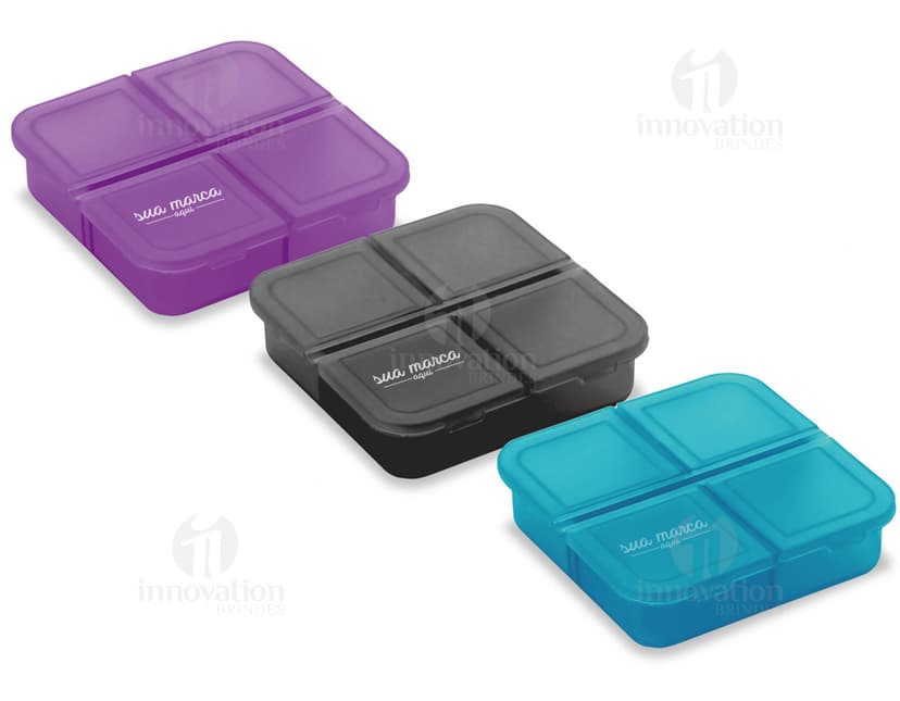 Porta Comprimidos Plástico - 04: Organize seus medicamentos de forma prática e segura. Feito em material resistente, ideal para viagens e uso diário. Garanta o seu!