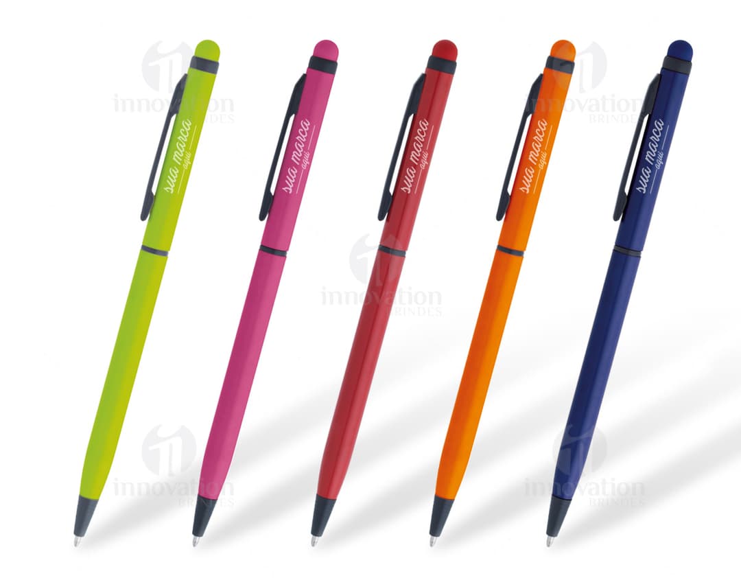 Caneta de metal com touch - 07. Ideal para desenhos, trabalhos escolares e escrita criativa. Com design elegante e ponta touch, proporciona praticidade e precisão. Adquira já a sua e dê um toque de sofisticação ao seu dia a dia.