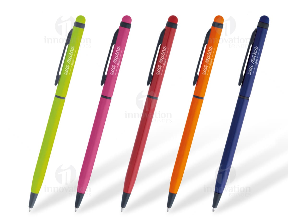 Caneta de metal com touch - 07, perfeita para escrita e desenho. Ideal para escola, escritório e artes. Alta qualidade e design colorido para estimular sua criatividade. Acesse nosso site de brindes e garanta a sua! 