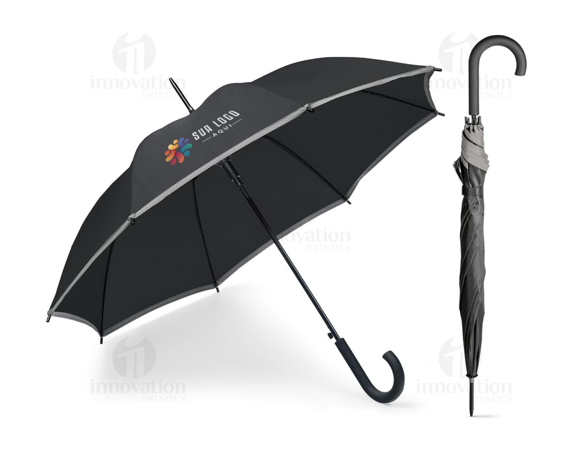Guarda-chuva preto - Proteção e estilo para dias de chuva. Acessório indispensável para garantir sua segurança e manter-se seco em qualquer estação. Fabricado com tecnologia em nylon resistente, este guarda-chuva promete durabilidade e conforto. Adquira já o seu!