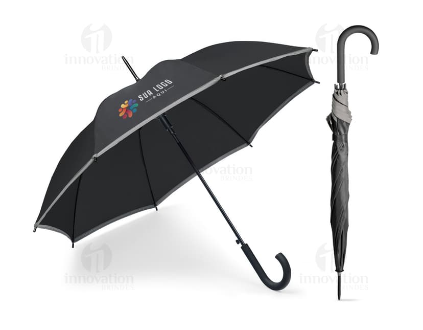 Guarda-chuva preto - Proteção e estilo para dias de chuva. Acessório indispensável para garantir sua segurança e manter-se seco em qualquer estação. Fabricado com tecnologia em nylon resistente, este guarda-chuva promete durabilidade e conforto. Adquira já o seu!