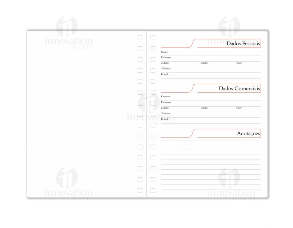 Agenda 2024 em couro preto para organização no escritório ou na escola. Com design elegante e espaçoso para anotações, lembretes e planejamentos. Ideal para presente!
