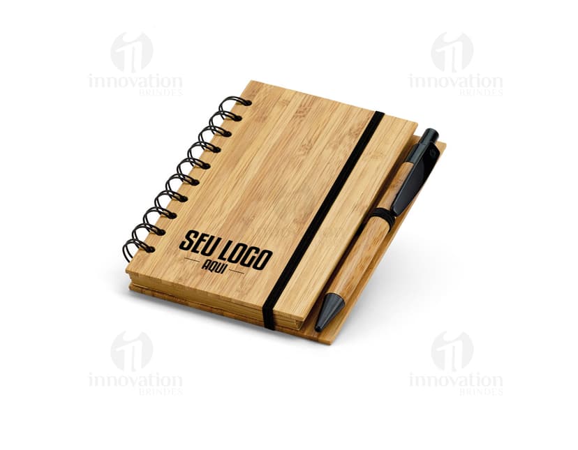 Bloco de Anotações de Bambu - Perfeito para organizar suas ideias e pensamentos! Feito de bambu sustentável, ideal para uso escolar, profissional ou pessoal. Garanta já o seu!