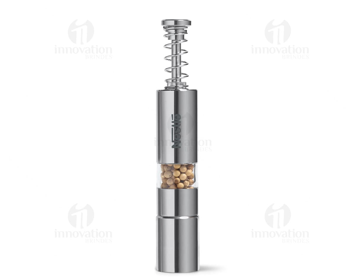 Salt & Pepper Saleiro de Metal Prateado para Adicionar Sabor com Estilo. Perfeito para Cozinha ou Mesa, Feito com Material de Qualidade. Aproveite a Promoção!