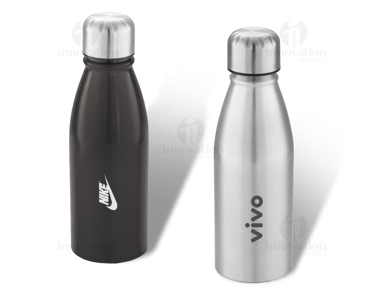 Garrafa de metal para brindes personalizada - Squeeze metal de alta qualidade para armazenar líquidos, ideal para brindes corporativos. Personalize com sua marca!