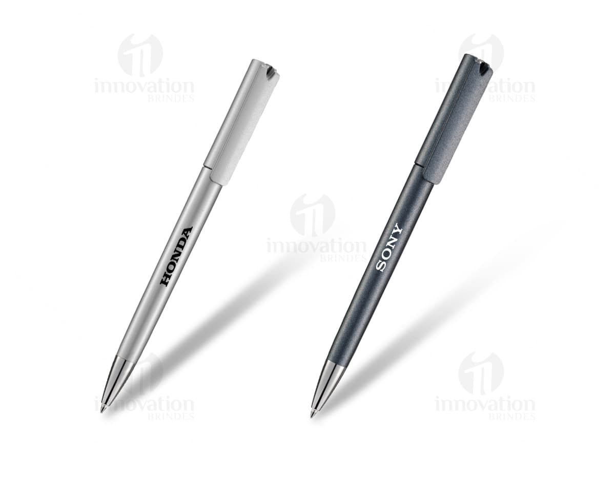 Caneta plástica esferográfica amarela para escrita e desenho. Ideal para escola, escritório e negócios. Design criativo e corpo colorido. Compre já!