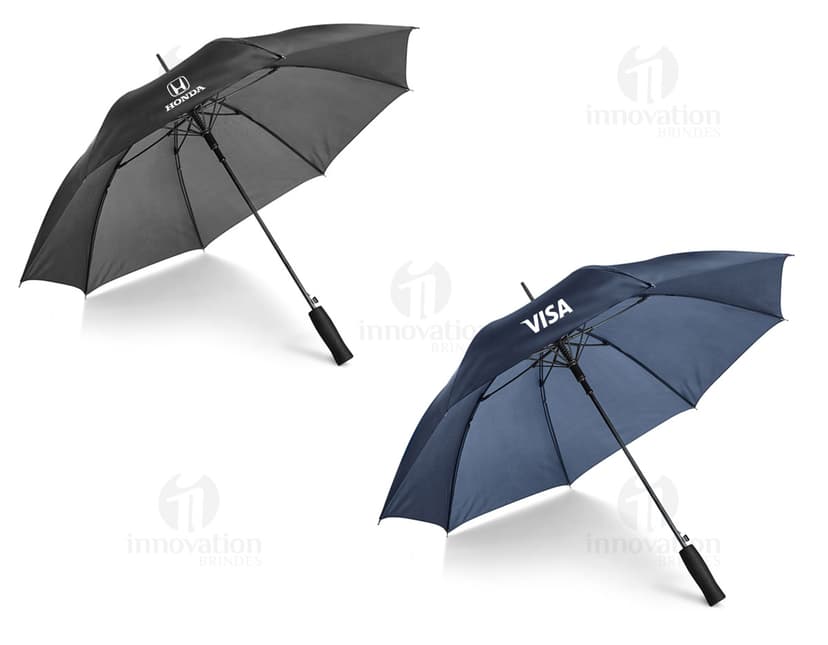 Guarda-chuva preto de nylon para proteção contra a chuva e sol. Acessório de moda seguro e funcional para adultos. Design elegante e seguro para todas as estações!