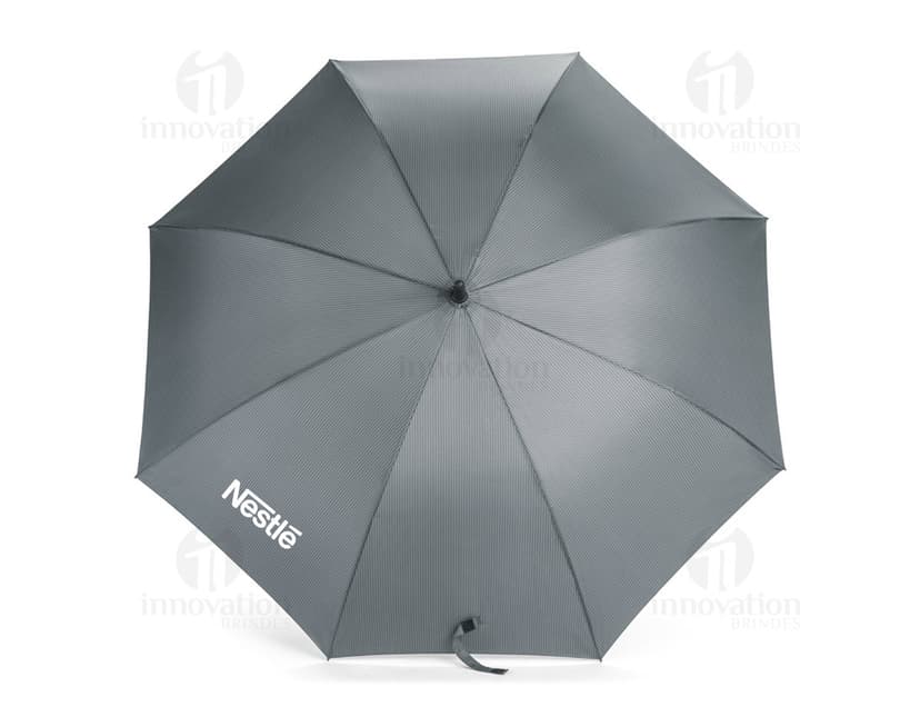 Guarda-chuva preto resistente para proteção contra chuva e sol. Acessório de moda seguro e atrativo para o outono. Ideal para manter-se seco e elegante em dias chuvosos. Adquira já o seu!