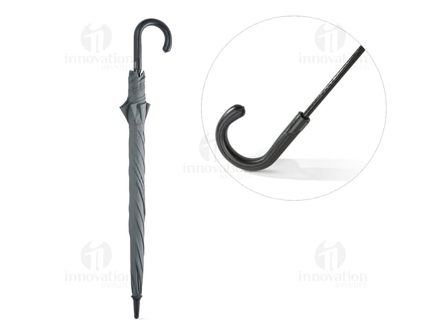 Guarda-chuva preto para proteção em dias chuvosos. Acessório de moda ideal para proteger contra chuva e sol. Modelo resistente e seguro para uso corporativo ou pessoal. Adquira o seu e fique protegido!