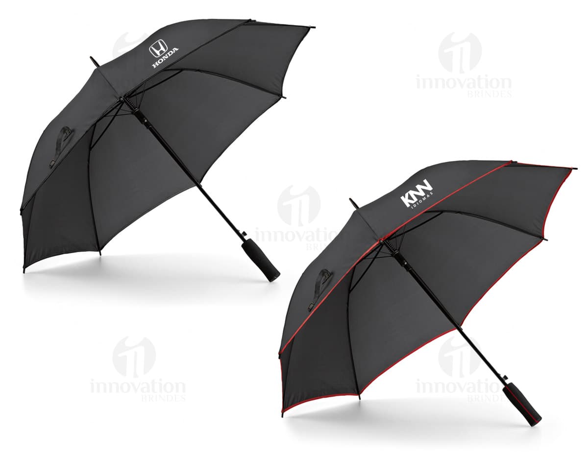 Guarda-chuva preto de nylon resistente para proteção contra chuva e sol. Design profissional e seguro, ideal para as estações chuvosas. Acessório indispensável para manter você seco e protegido em qualquer lugar. Adquira já o seu!