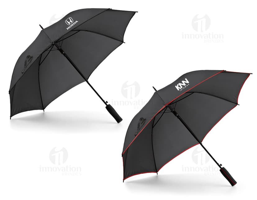 Guarda-chuva preto de nylon resistente para proteção contra chuva e sol. Design profissional e seguro, ideal para as estações chuvosas. Acessório indispensável para manter você seco e protegido em qualquer lugar. Adquira já o seu!