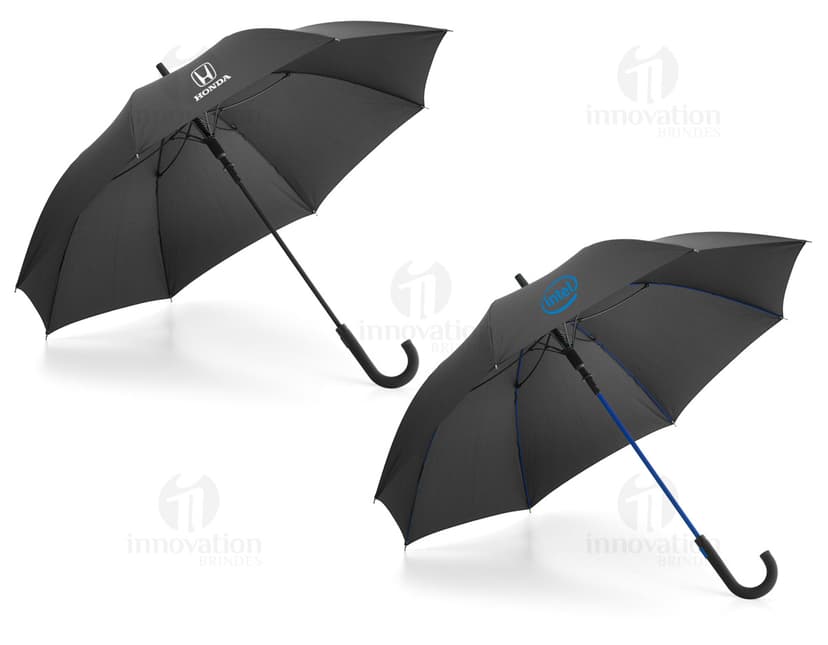 Guarda chuva preto resistente à água. Acessório de moda indispensável para proteção nos dias chuvosos. Design moderno e seguro, ideal para qualquer estação. Adquira já o seu!
