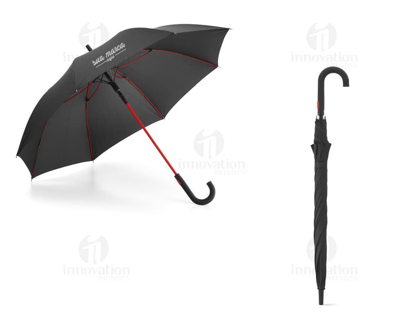 Guarda-chuva preto e amarelo, perfeito para protegê-lo da chuva e do sol. Design fashion e seguro, ideal para o outono. Acessório indispensável para qualquer estação. Adquira já o seu!