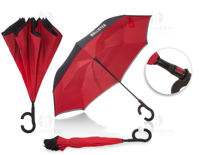 Guarda-chuva invertido - Proteção e estilo em todas as estações. Aproveite o design inovador e a praticidade desse acessório indispensável para se proteger da chuva e do sol. Garanta já o seu!