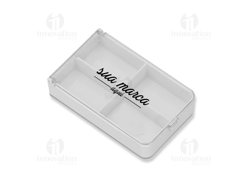 Porta comprimidos moderno e prático para organização diária. Guarde seus medicamentos de forma segura e discreta. Ideal para viagens ou no dia a dia. Nunca mais se esqueça de tomar seus remédios! Adquira já o seu.