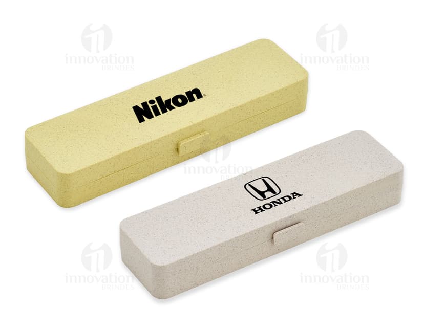 Estojo de fibra de bambu - Prático e sustentável para organizar seus brindes. Produto ideal para escritório, home office ou escola. Feito com material ecológico para um ambiente mais natural e limpo. Garanta já o seu!