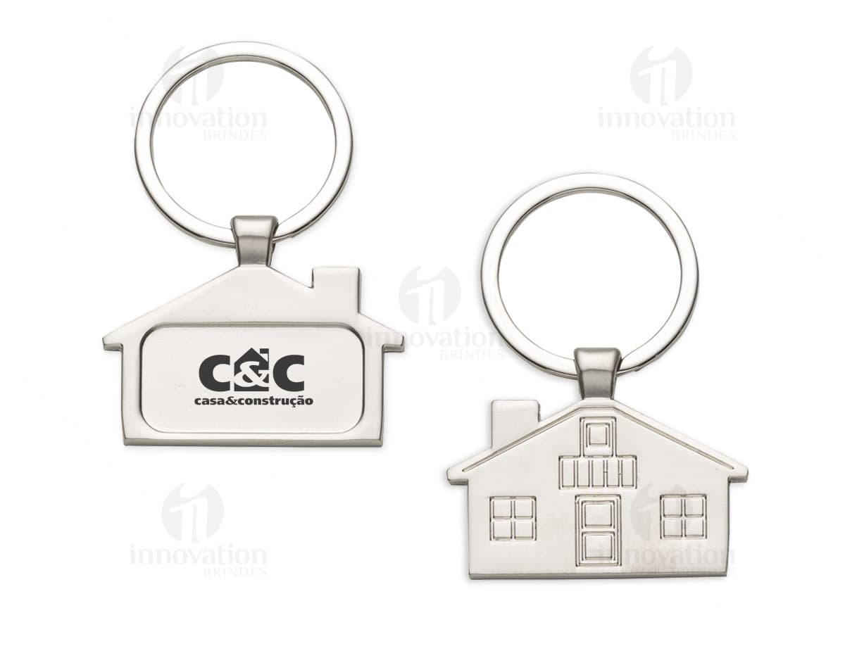 Chaveiro de metal em formato de casa - Acesse já e garanta o seu brinde com design criativo e exclusivo. Perfeito para presentear em qualquer ocasião. Aproveite!