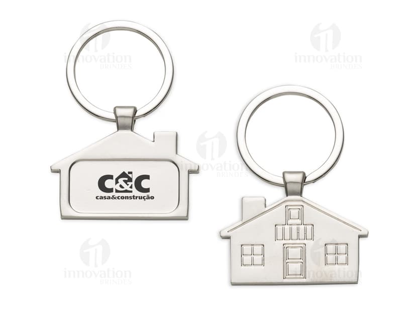 Chaveiro de metal em formato de casa - Acesse já e garanta o seu brinde com design criativo e exclusivo. Perfeito para presentear em qualquer ocasião. Aproveite!