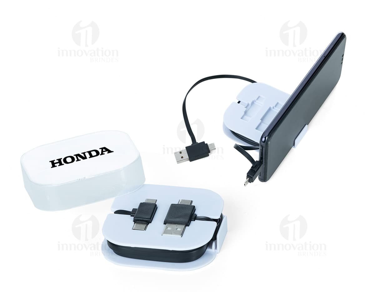 Cabo 4 em 1 com case para conexões rápidas e seguras. Perfeito para o uso no escritório ou em viagens de negócios. Compatível com diferentes dispositivos e garantia de qualidade. Mantenha seus dados protegidos e sua produtividade em alta com esse acessório essencial. Adquira já o seu!