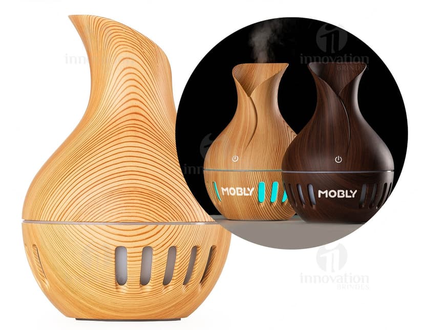 Umidificador de ambiente com LED, perfeito para deixar seu espaço mais agradável e saudável. Design clássico em madeira, ideal para sua mesa de trabalho ou estudo. Aproveite a tradição da arte em um equipamento moderno. Adquira já o seu!