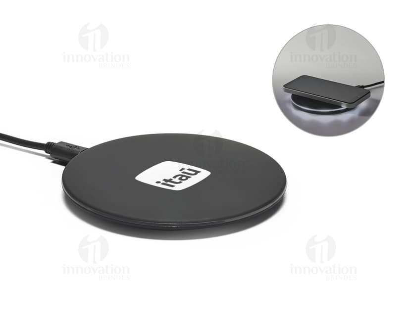 Carregador wireless rápido em ABS preto para dispositivos eletrônicos, tecnologia moderna, wireless, preto e portátil.