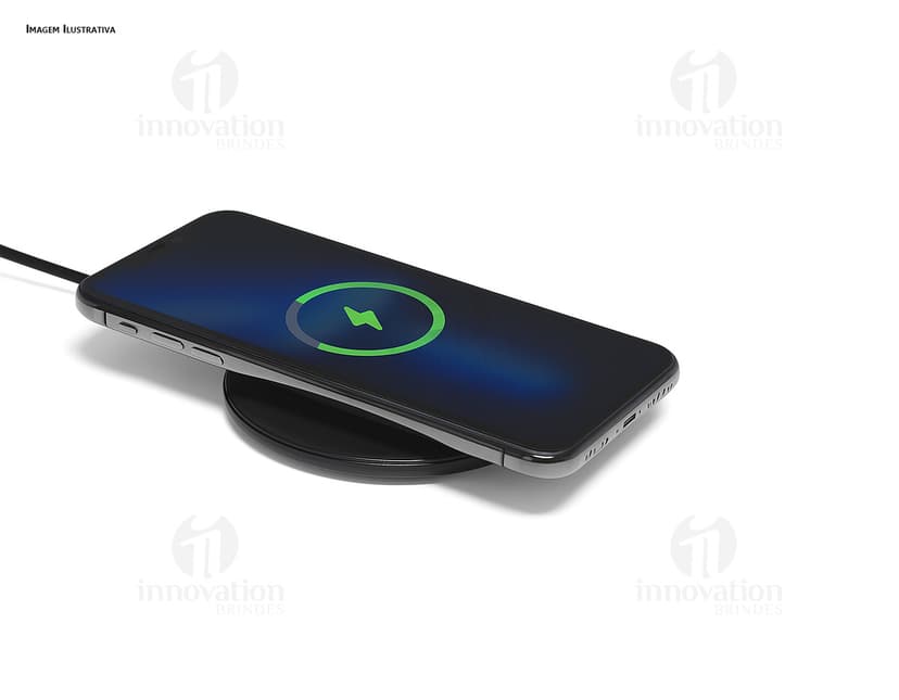 Carregador wireless rápido em ABS preto para dispositivos eletrônicos, tecnologia moderna, wireless, preto e portátil.