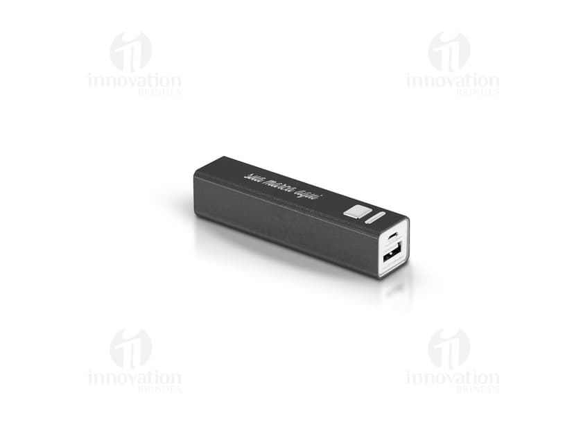 Imagem de um moderno power bank de 2.200 mah, essencial para manter seus dispositivos carregados o dia todo. Perfeito para uso em viagens, trabalho ou lazer. Tenha sempre energia extra ao seu alcance com este dispositivo prático e portátil. Nunca mais fique sem bateria!