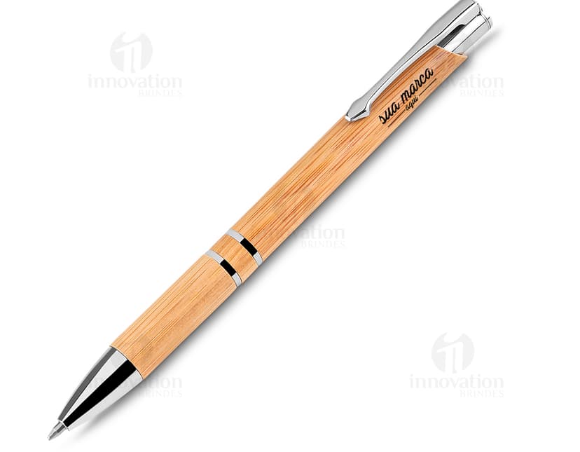 Caneta de bambu sustentável para escrita suave e confortável. Ideal para uso no escritório, na escola ou em casa. Feita de material ecológico. Compre agora!