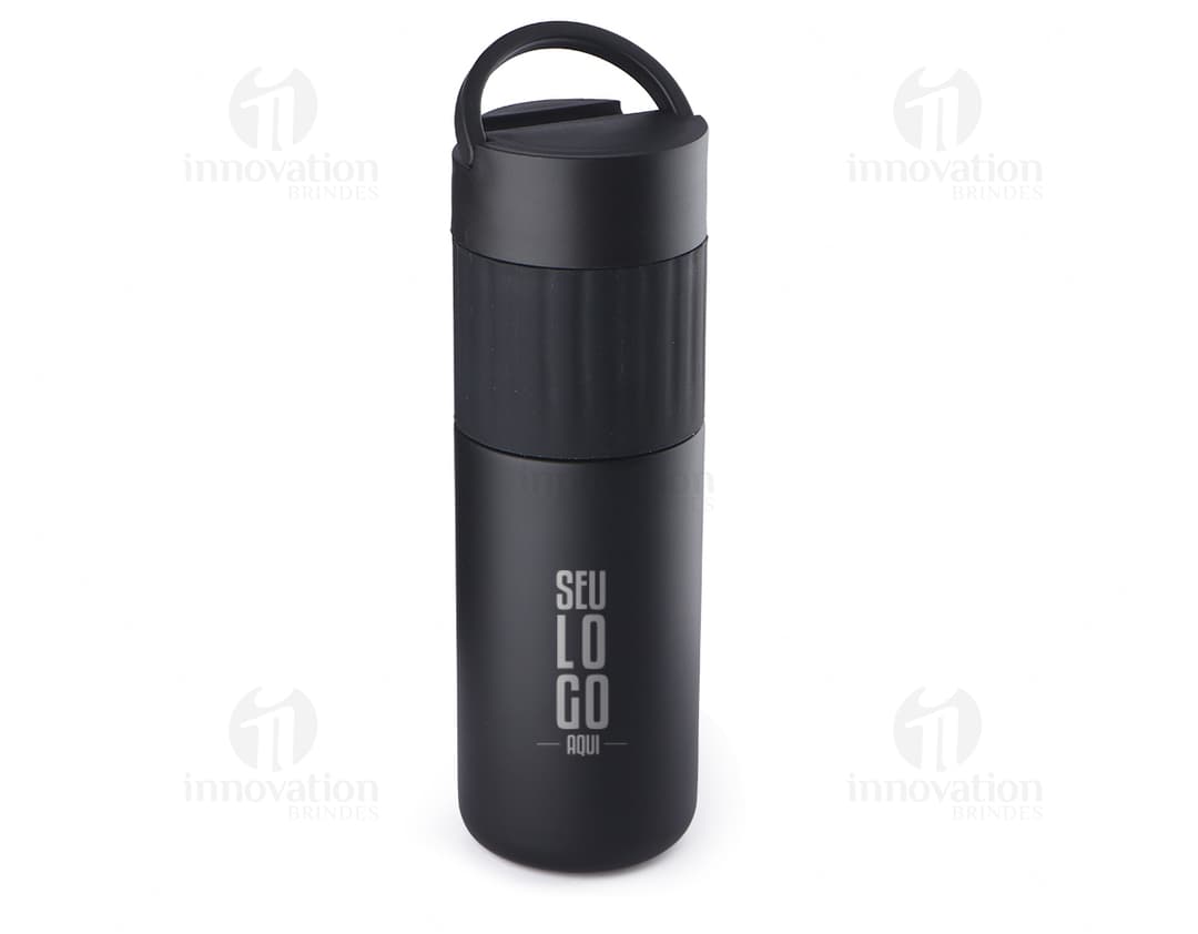 Garrafa térmica 500ml - Mantenha sua bebida quente ou fria por horas com esta garrafa térmica de alta qualidade. Feita de alumínio resistente, possui design isolado e tampa com abertura fácil. Ideal para viagens, escritório e atividades ao ar livre. Adquira a sua agora e desfrute de bebidas frescas a qualquer momento!