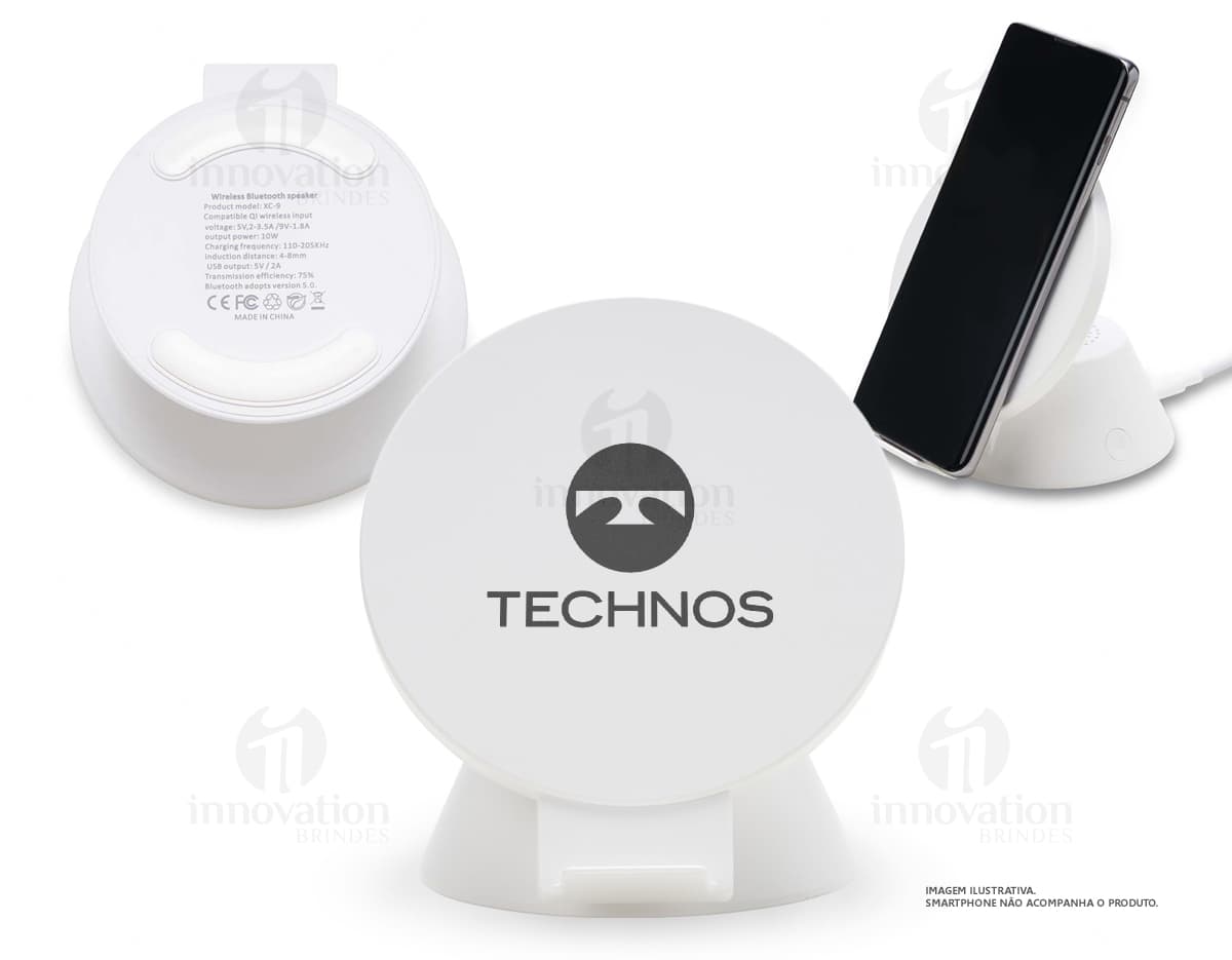 Caixa de som com carregador por indução - A última palavra em tecnologia de áudio e carregamento para seu escritório ou home office. Lindamente projetada e prática, esta caixa de som combina design moderno com funcionalidade de carregamento sem fio. A solução perfeita para manter seus dispositivos eletrônicos carregados e sua mesa livre de fios bagunçados. Adquira já a sua e eleve sua experiência de trabalho para o próximo nível!