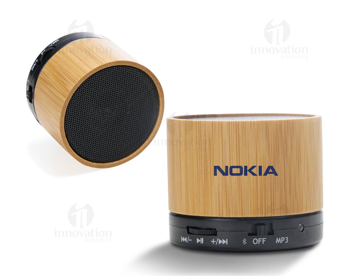 Caixa de som em bambu - Exclusiva e sustentável, perfeita para ouvir sua música favorita com qualidade de som e design único. Ideal para presentear ou usar no escritório. Aproveite!