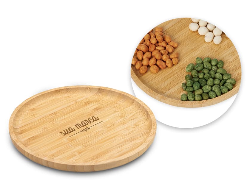 Petisqueira redonda 25x25 - Ideal para servir um mix saudável de nuts e sementes. Perfeita para petiscos veganos e saudáveis. Aproveite!