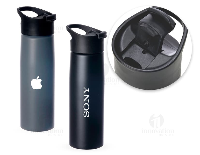 Grenade-shaped aluminum squeeze bottle with matte finish and handle, suitable for storing liquid products like oil, lotion, or beverage.