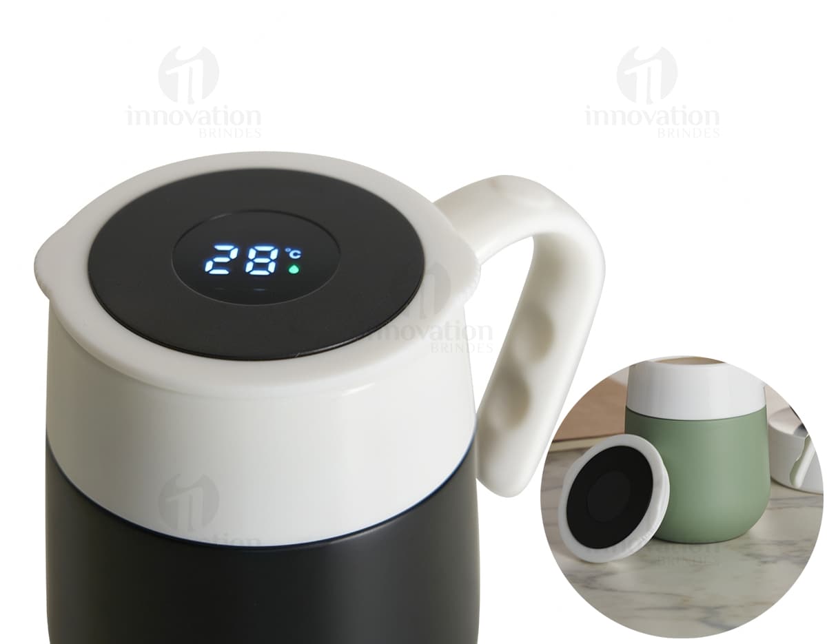 Caneca térmica 500ml com display LED: a solução perfeita para manter suas bebidas quentes por mais tempo. Ideal para café, chá e outras bebidas. Adquira já a sua caneca térmica e aproveite!