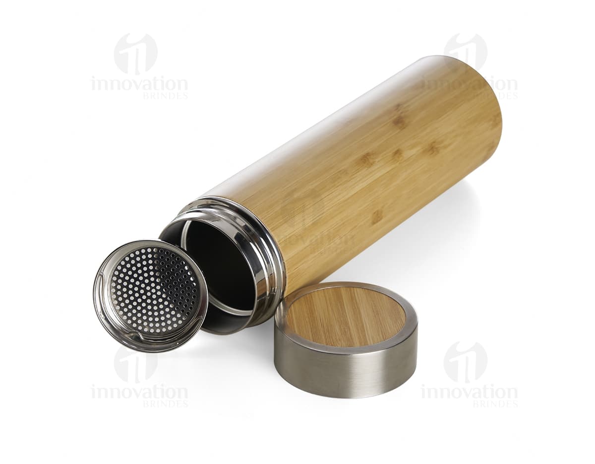 Garrafa de Bambu 500ml - Brinde Sustentável para sua Empresa. Com design elegante e eco-friendly, ideal para armazenar perfume, toiletry ou bebidas. Perfeita para brindes corporativos! Personalize já.