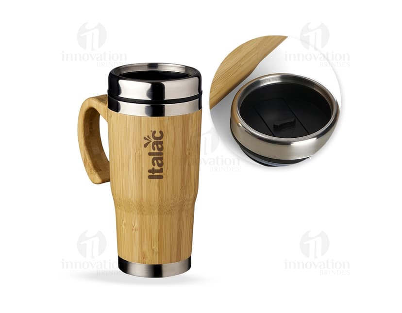 Caneca de bambu 500ml perfeita para desfrutar de suas bebidas quentes ou geladas. Feita de bambu, é sustentável e ecologicamente correta. Ideal para chá, café ou cerveja. Design moderno e elegante, com alça cromada. Aproveite a sua bebida favorita com estilo!
