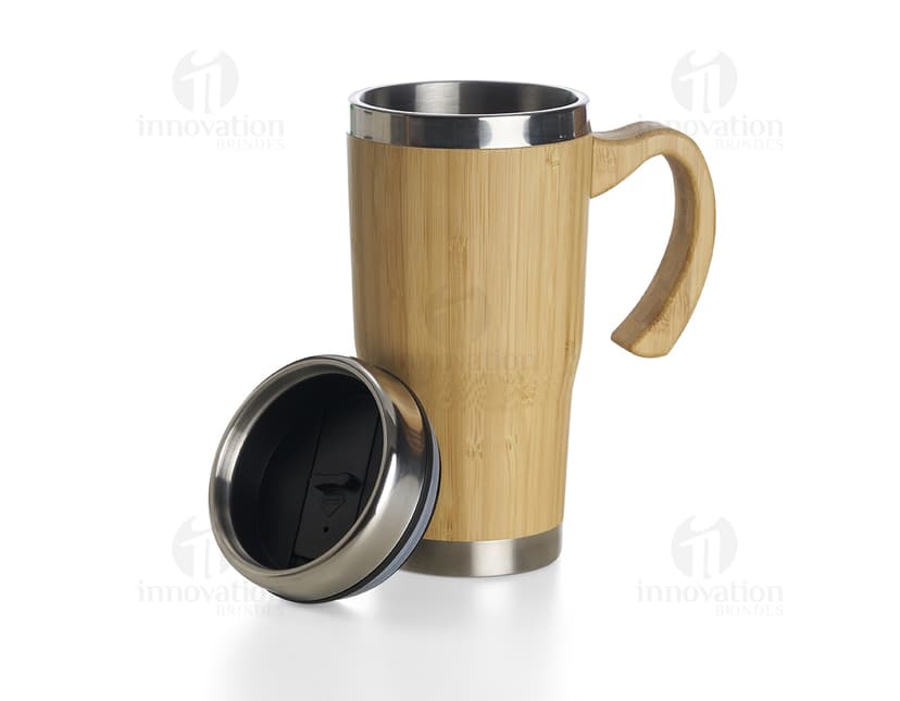 Caneca de bambu 500ml perfeita para desfrutar de sua bebida favorita. Feita de material sustentável e resistente, ideal para chá, café e muito mais. Adquira já a sua!