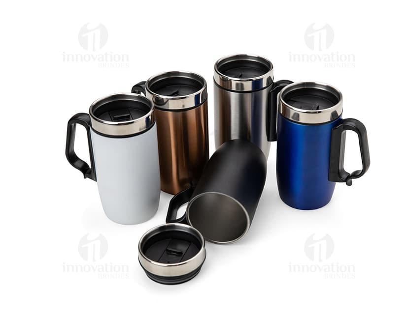 Caneca de inox 275ml ideal para seu café do dia a dia! Resistente e durável, feita em alumínio com acabamento metalizado. Perfeita para manter sua bebida quente por mais tempo. Garanta a sua!