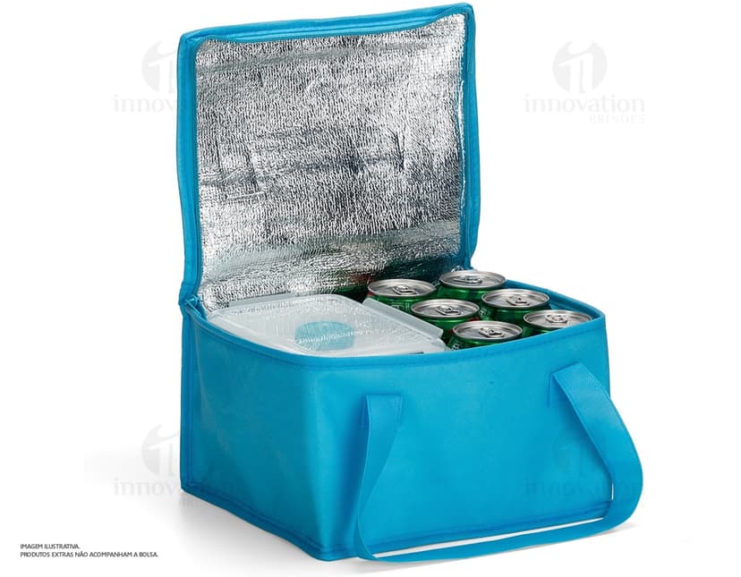 Bolsa térmica TNT 10L com manta térmica em formato de caixa de presente, feita de papel decorado com fita e laço. Ideal para celebrar datas especiais e armazenar alimentos com estilo e praticidade.