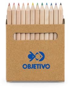 Caixa eco com 12 mini lápis de cor.