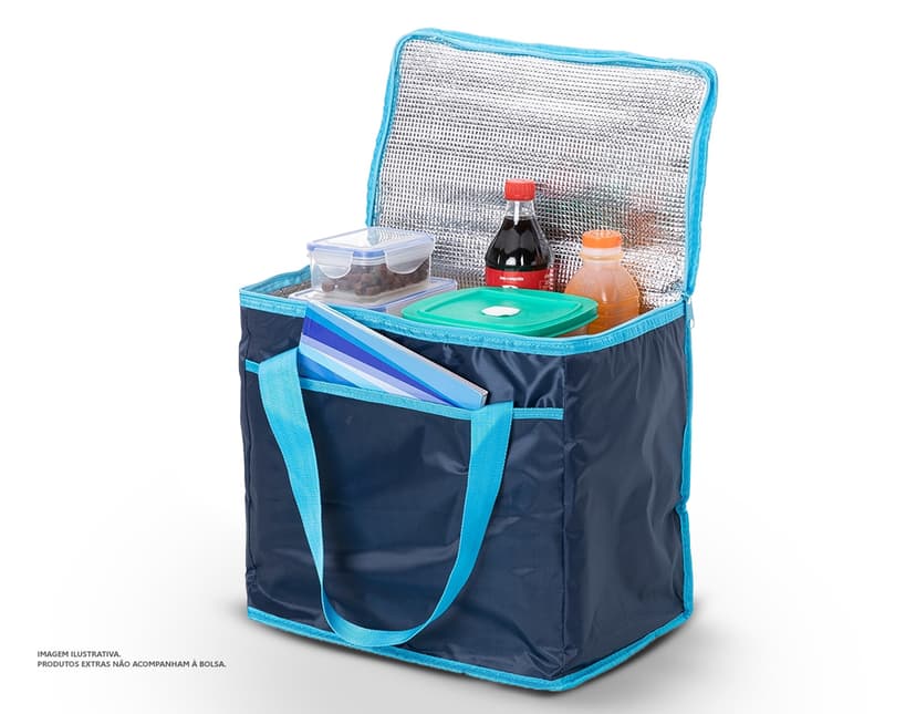 Bolsa térmica de 36 litros em cor marrom e rosa, feita de couro e lona. Possui alça, zíper, compartimento espaçoso e é ideal para viagens e uso casual. Elegante, moderna e prática.