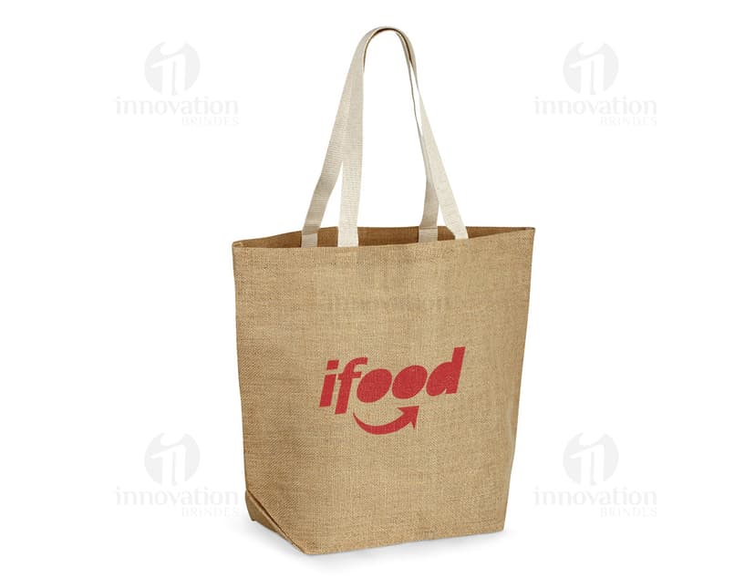 Sacola de juta marrom para compras e presentes. Elegante e prática, ideal para transportar seus itens com estilo e sustentabilidade. Aproveite a promoção e garanta a sua!