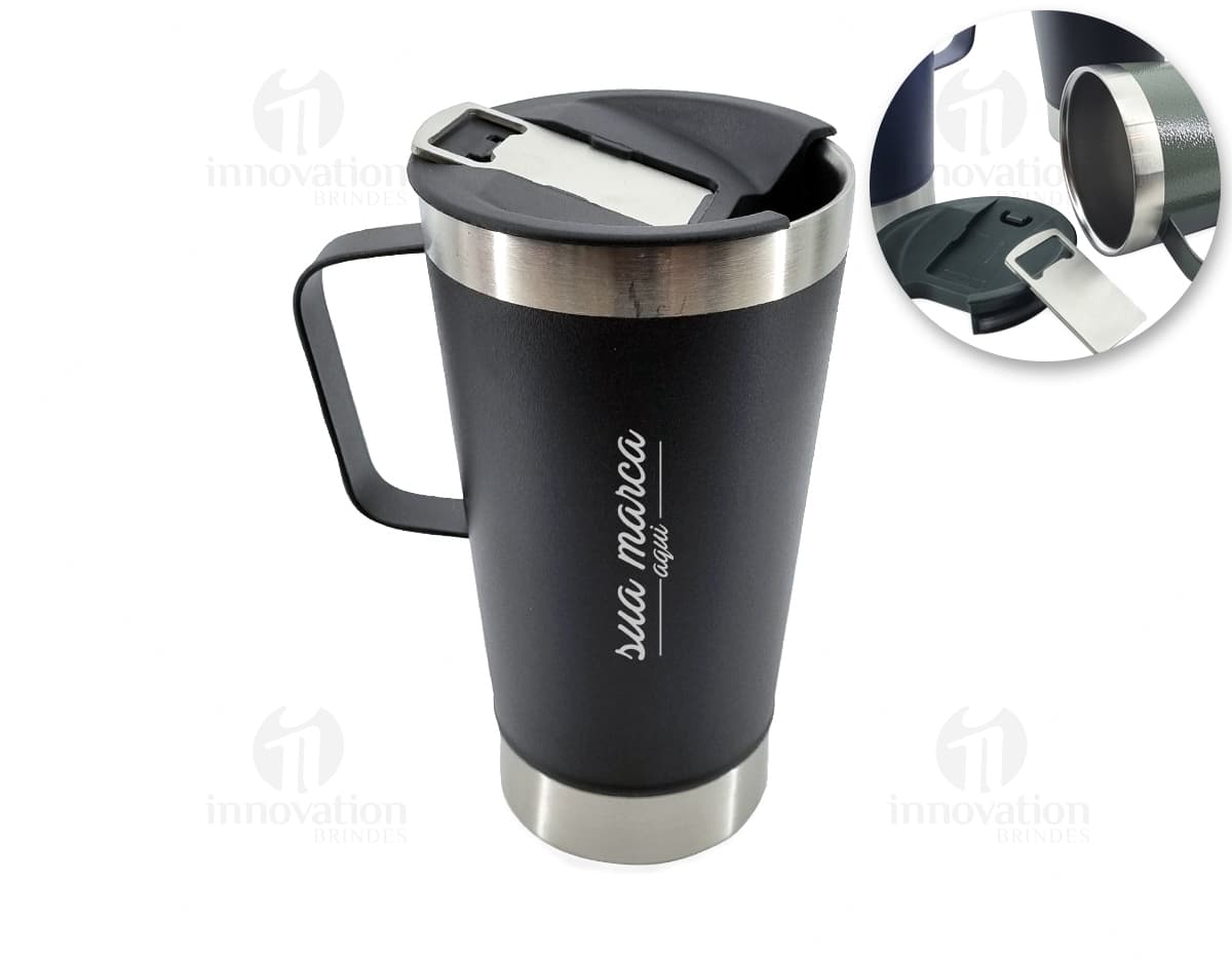 Caneca térmica inox 550ml para drinks quentes ou frios. Ideal para café, chá ou água. Resistente, prática e elegante, perfeita para o seu dia a dia. Essencial para manter sua bebida na temperatura ideal por mais tempo. A caneca perfeita para café da manhã ou para levar consigo. Adquira a sua agora!