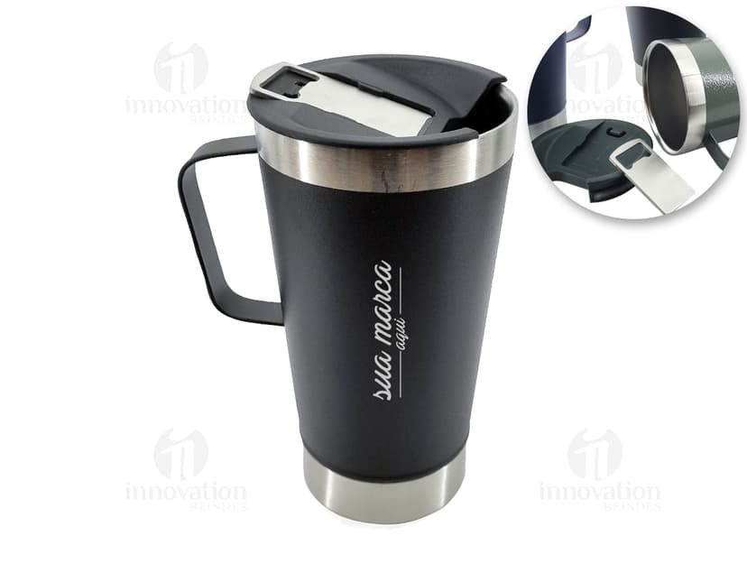 Caneca térmica inox 550ml para drinks quentes ou frios. Ideal para café, chá ou água. Resistente, prática e elegante, perfeita para o seu dia a dia. Essencial para manter sua bebida na temperatura ideal por mais tempo. A caneca perfeita para café da manhã ou para levar consigo. Adquira a sua agora!
