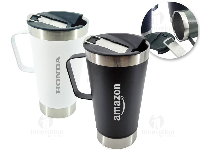 Caneca Térmica Inox 550ml - Mantenha sua bebida quente por mais tempo com nossa caneca térmica de luxo em aço inoxidável. Perfeita para café, chá e outras bebidas. Adquira já a sua!