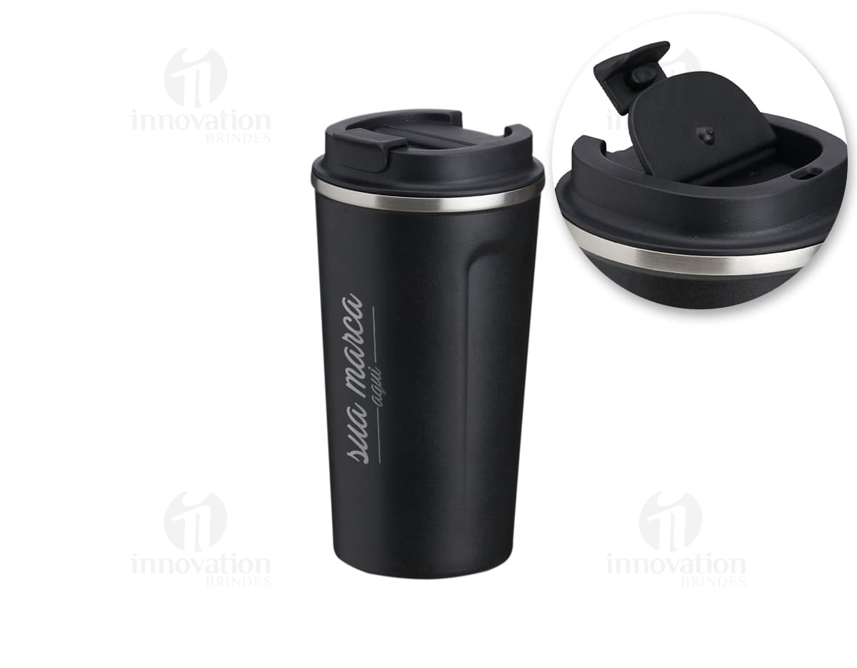 Copo Térmico Inox 500ml - Mantenha suas bebidas sempre na temperatura ideal com nosso copo térmico de aço inoxidável. Perfeito para manter seu café quente ou suco gelado por horas. Garanta o seu agora!