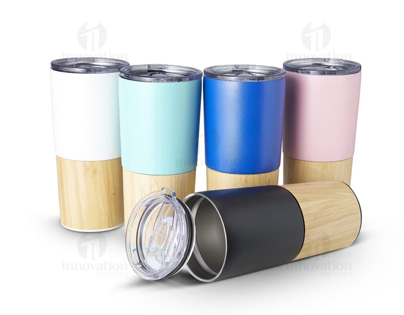 Copo Térmico Bambu 600ml - Design elegante e sustentável para manter suas bebidas na temperatura ideal. Ideal para uso diário, possui corpo em bambu e interior em aço inox. Perfeito para quem busca praticidade e estilo. Garanta o seu!