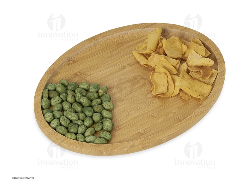 Petisqueira de bambu 28,5 x 20,5 - Ideal para servir petiscos saudáveis e deliciosos de forma elegante. Feita com material natural e sustentável, combinação perfeita de funcionalidade e decoração. Aproveite para reunir amigos e familiares em um momento descontraído!